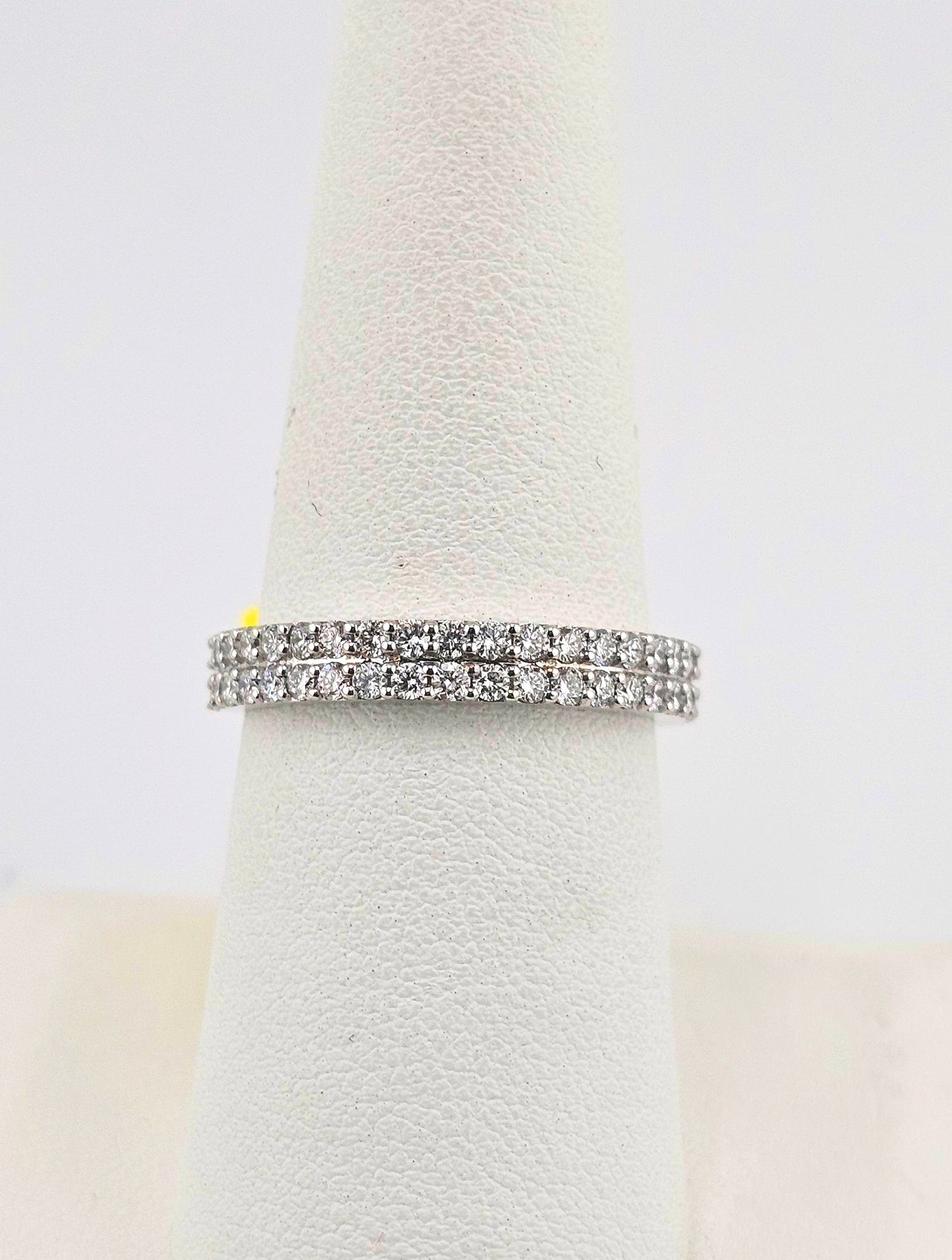 14k White Gold 2 line Lab Diamond Wedding Band