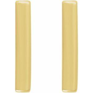 14K Yellow Vertical Bar Earrings