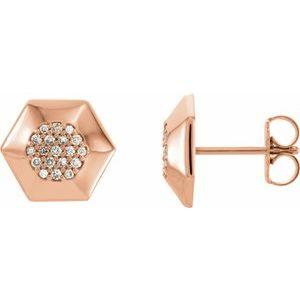 14K Rose 1/6 CTW Natural Diamond Geometric Earrings