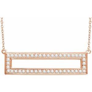 14K Rose 3/8 CTW Natural Diamond Rectangle 16-18" Necklace