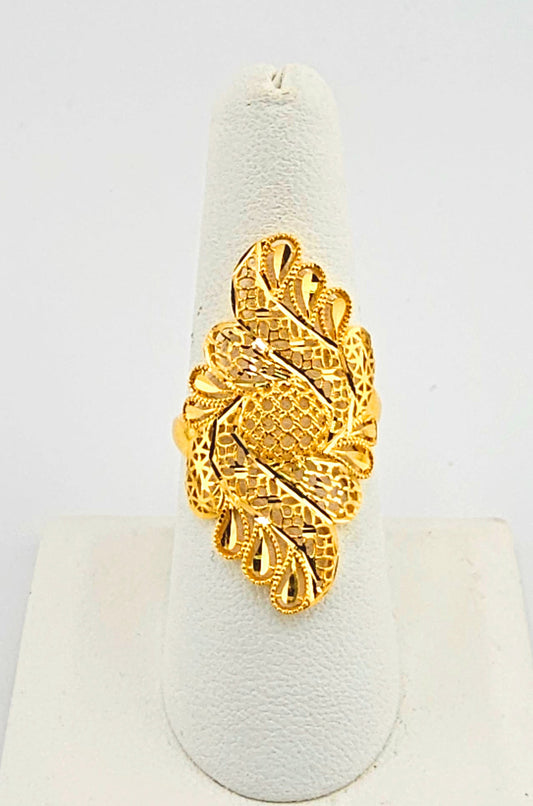 21K Leaf Style Ladies Ring – Wonderful & Elegant Design