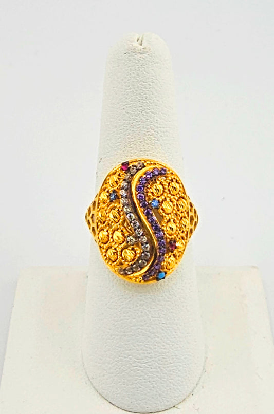 21K Elegant Mixed-Stone Ladies Ring