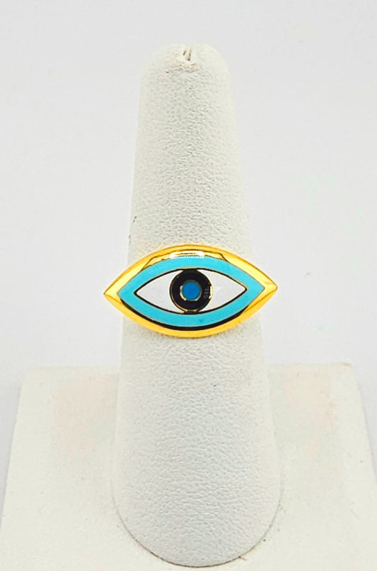 21K Elegant Evil Eye Motif Ring