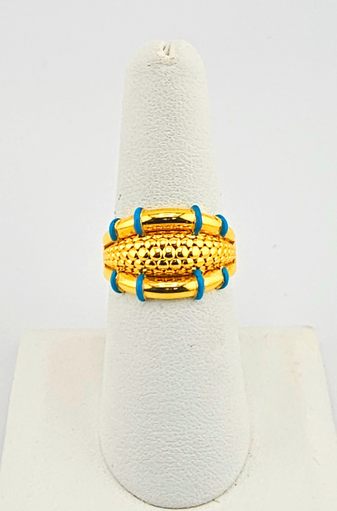 21K Modern Blue Line Ring