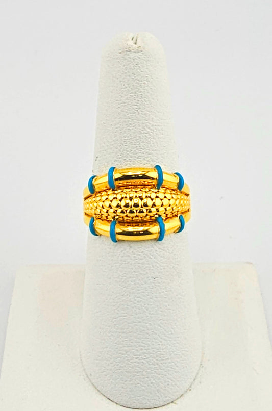 21K Modern Blue Line Ring