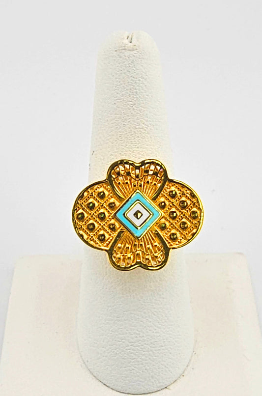 21K Classic Clover Petal Ring