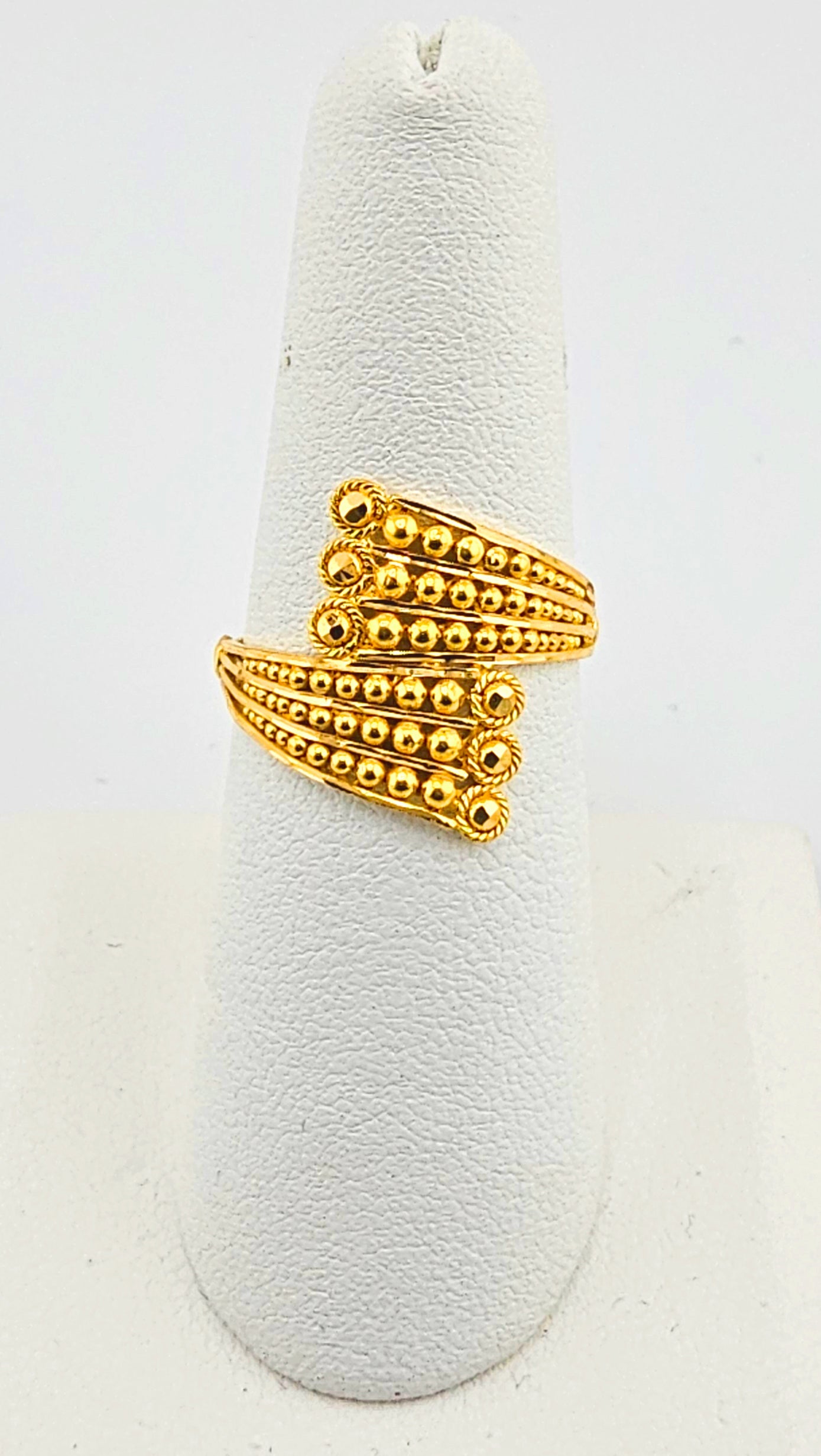 22K Ladies Bead Bypass Ring
