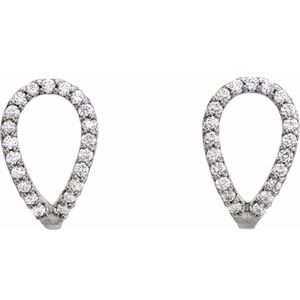 14K White 1/5 CTW Natural Diamond Geometric J-Hoop Earrings