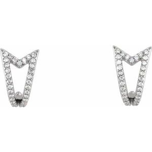 14K White 1/6 CTW Natural Diamond Geometric J-Hoop Earrings