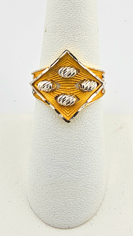 22K 2-Tone 4 Beads Design Ring