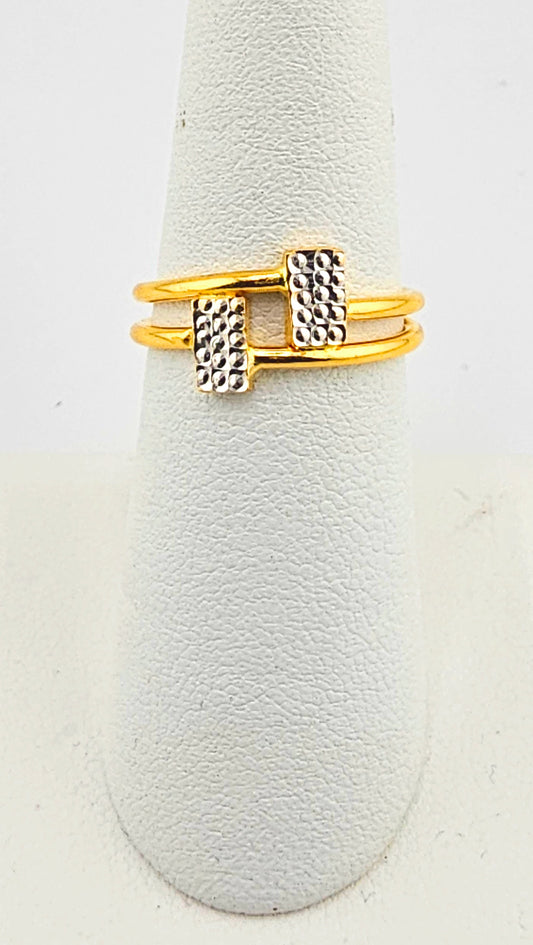 22K 2-Tone Box Design Ladies Ring