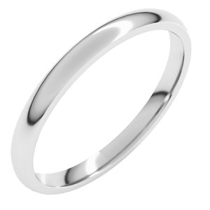 Platinum 2 mm Half Round Comfort Fit Light Band Size 4.5