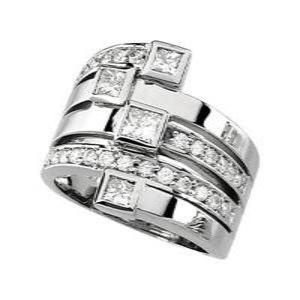 14K White 1 1/3 CTW Natural Diamond Right Hand Ring